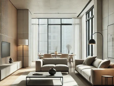 DALL·E 2025-02-16 20.33.23 – A modern minimalist living room with clean lines, neutral color palette, and sleek furniture. The space is well-lit with natural light from large wind DALL·E 2025-02-16 20.33.23 - A modern minimalist living room with clean lines, neutral color palette, and sleek furniture. The space is well-lit with natural light from large wind