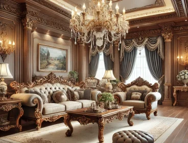 DALL·E 2025-02-16 20.33.31 – A traditional elegant living room with rich textures, ornate furniture, and classic designs. The space features a grand chandelier, luxurious fabrics, DALL·E 2025-02-16 20.33.31 - A traditional elegant living room with rich textures, ornate furniture, and classic designs. The space features a grand chandelier, luxurious fabrics,