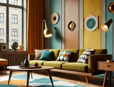 DALL·E 2025-02-23 23.19.03 – A mid-century modern living room inspired by the 1950s and 60s, featuring bold colors, geometric patterns, and functional furniture. The space include DALL·E 2025-02-23 23.19.03 - A mid-century modern living room inspired by the 1950s and 60s, featuring bold colors, geometric patterns, and functional furniture. The space include